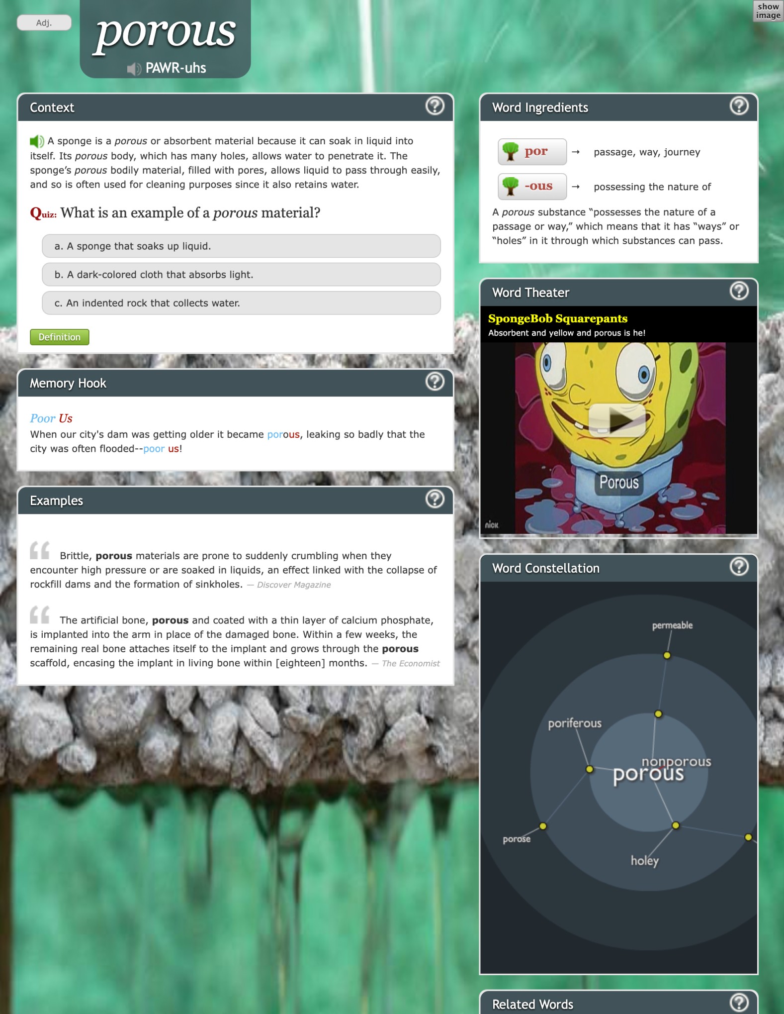 Porous word page